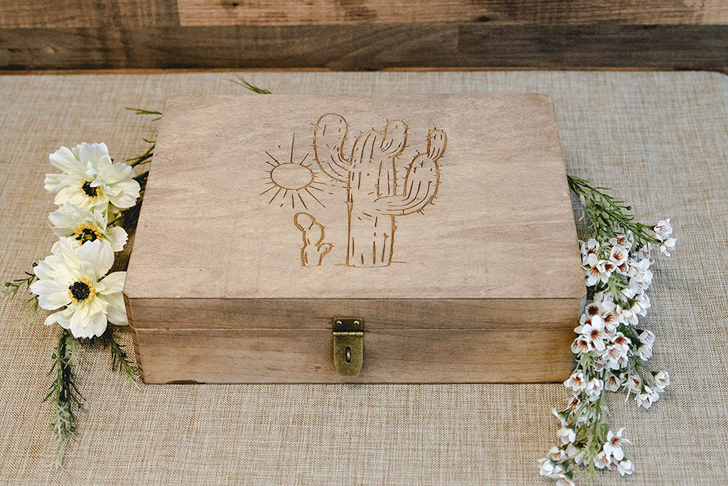 Cactus Engraved Wood Box - Cades and Birch 