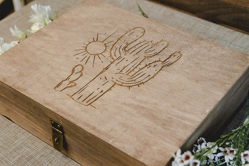 Cactus Engraved Wood Box - Cades and Birch 