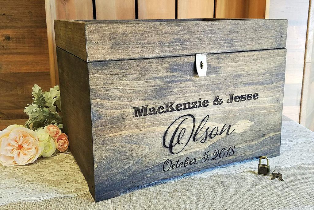 Wedding Card Box with Photo Print on Wood, Personalized - Cades and Birch 