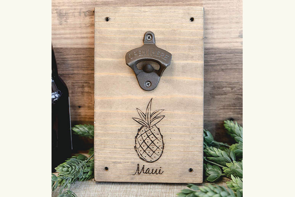 Customized Pineapple Bottle Opener Wall Mount - Pineapple with your Text - Cades and Birch 