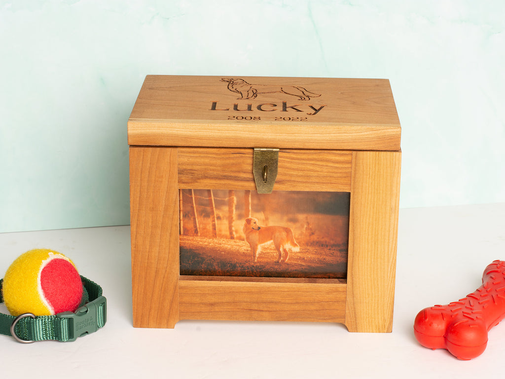Personalized Pet Memory Box / Urn with Name with Dog Breed Picture Option