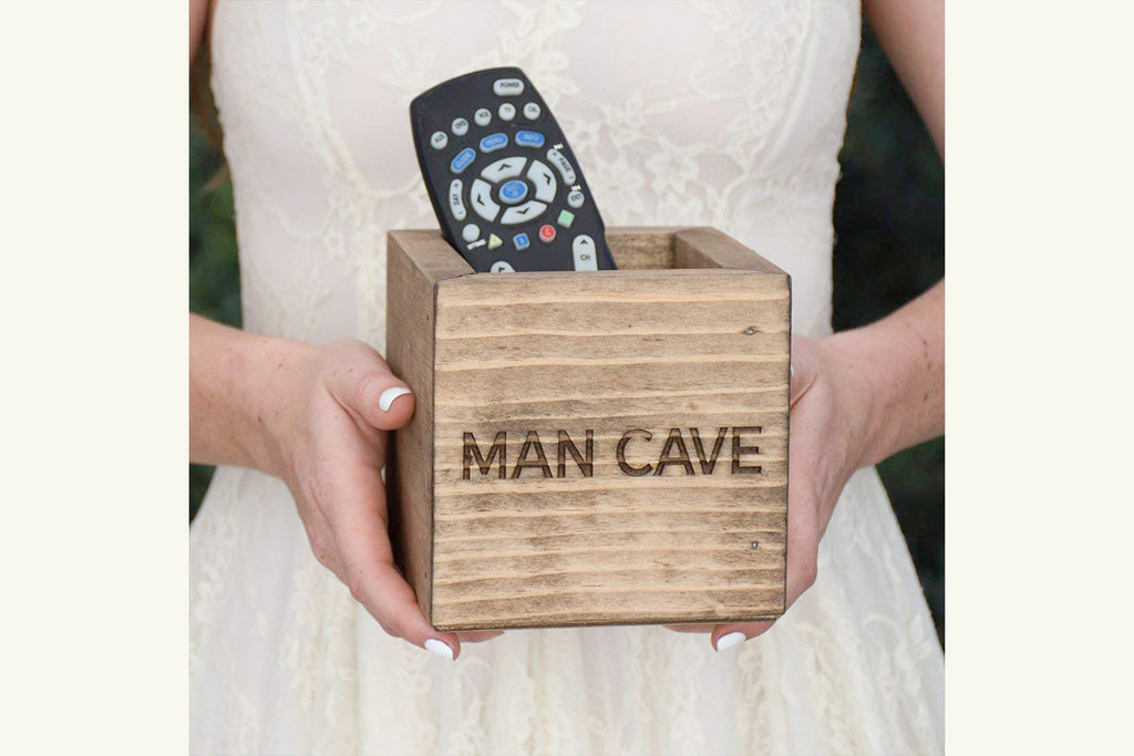 Rustic Wood Personalized Man Cave Box Remote Holder - Cades and Birch 