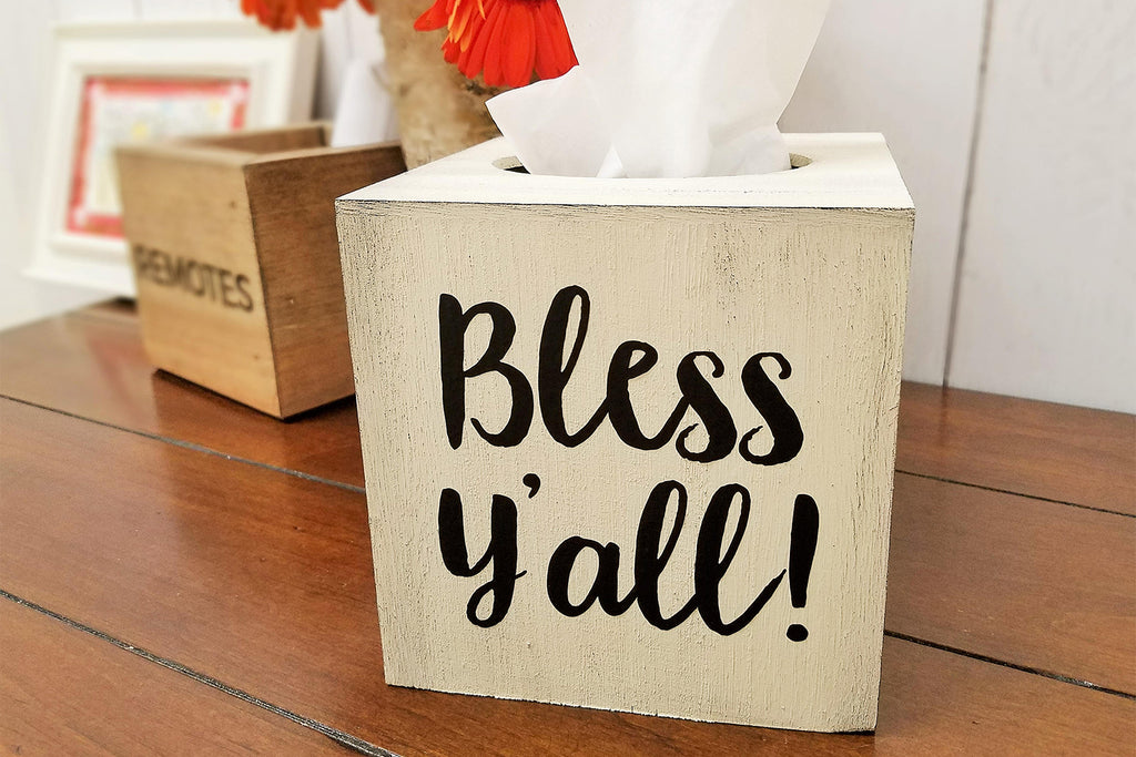 Bless Y'all! Wood Tissue Box Cover - Cades and Birch 