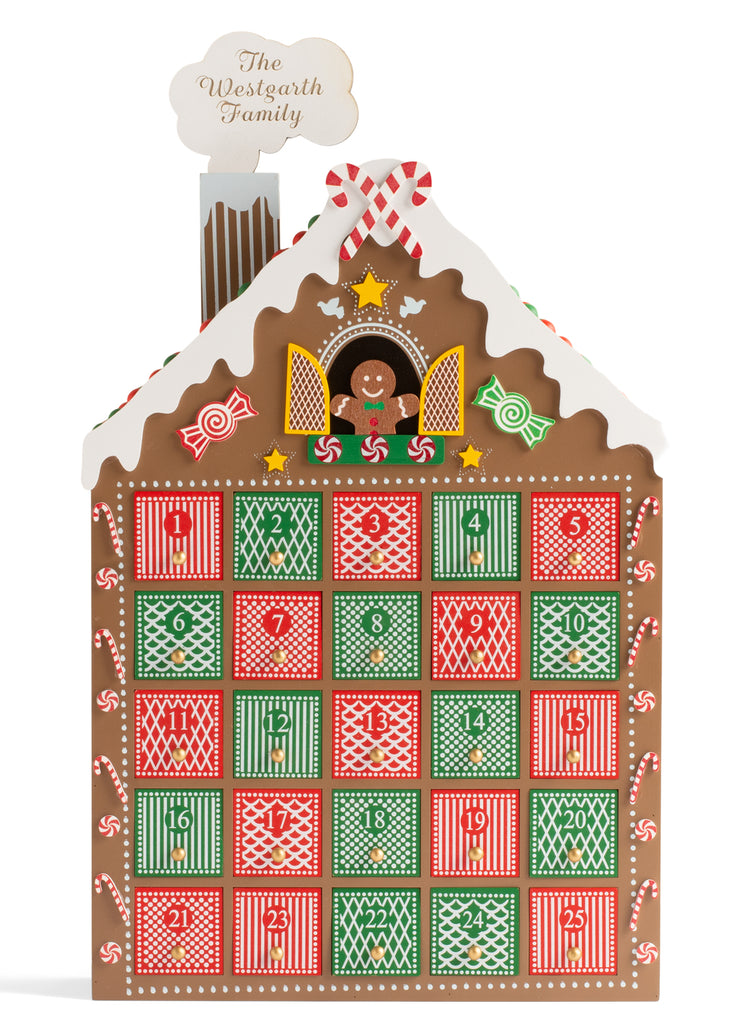 Gingerbread House Advent Calendar Christmas Countdown - Personalized Name Family