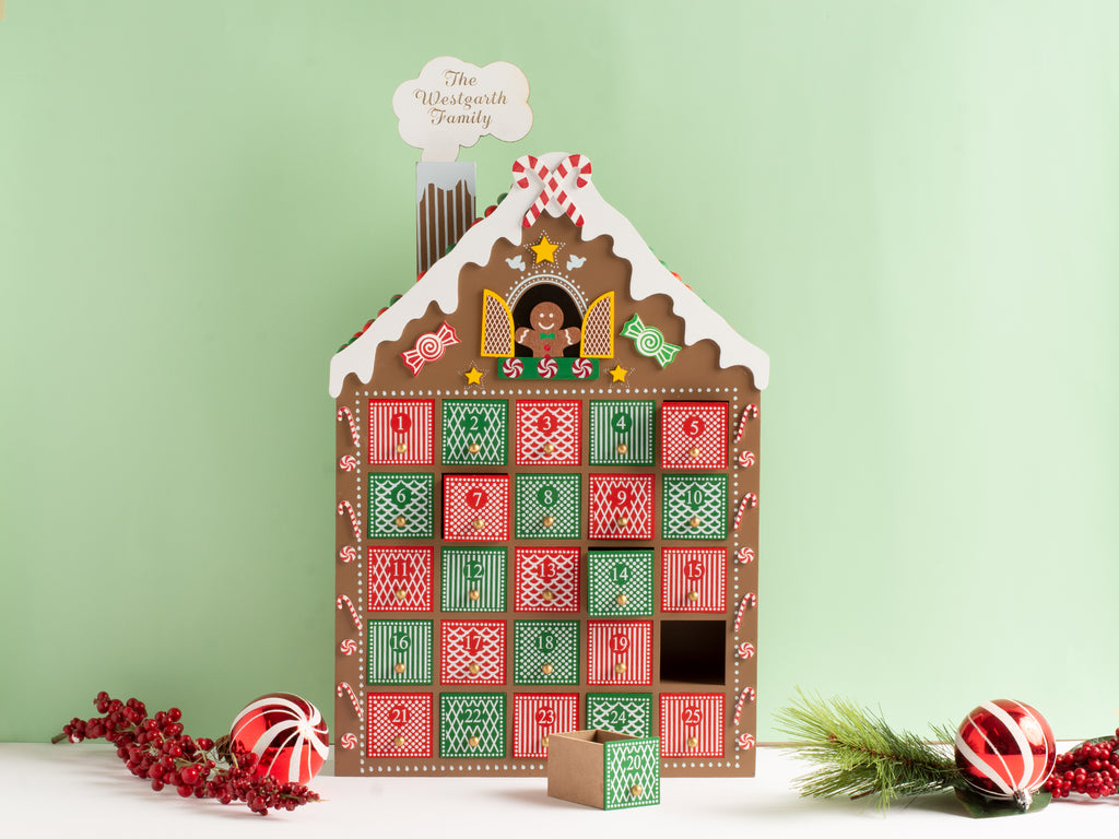 Gingerbread House Advent Calendar Christmas Countdown - Personalized Name Family