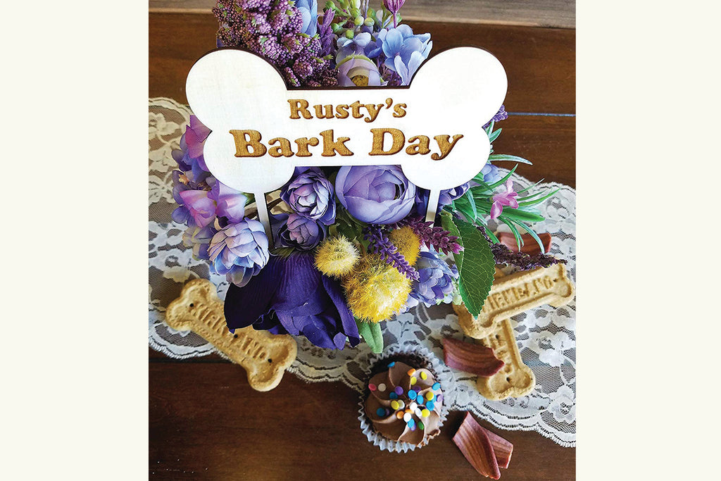 Dog Birthday Wood Cupcake Topper - Personalized Bark Day Done with Name - Cades and Birch 