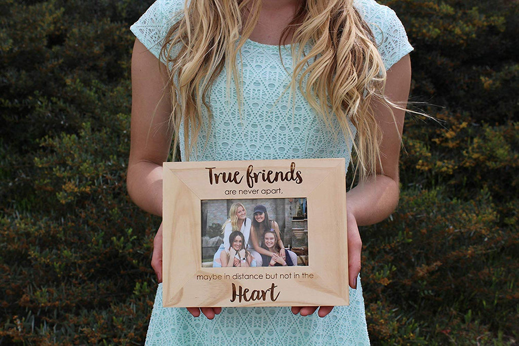 True Friends are Never Far Apart Picture Frame Engraved Wood - Cades and Birch 