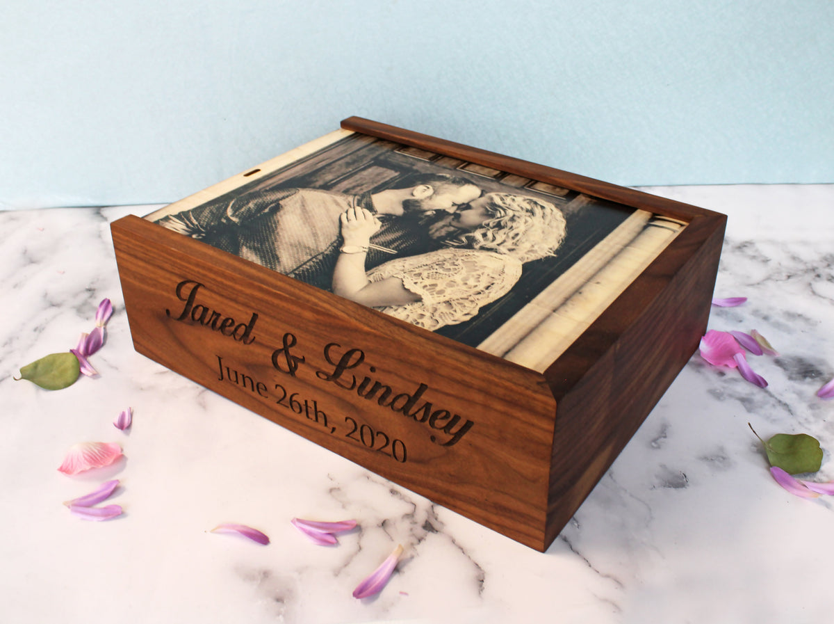 Custom Made Wooden Sliding Boxes For Wedding & Keepsake
