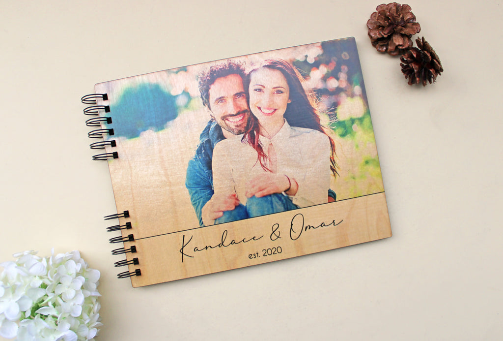 Photo Album or Guest Book - Personalized Photo Cover Print, Names, Date - Cades and Birch 