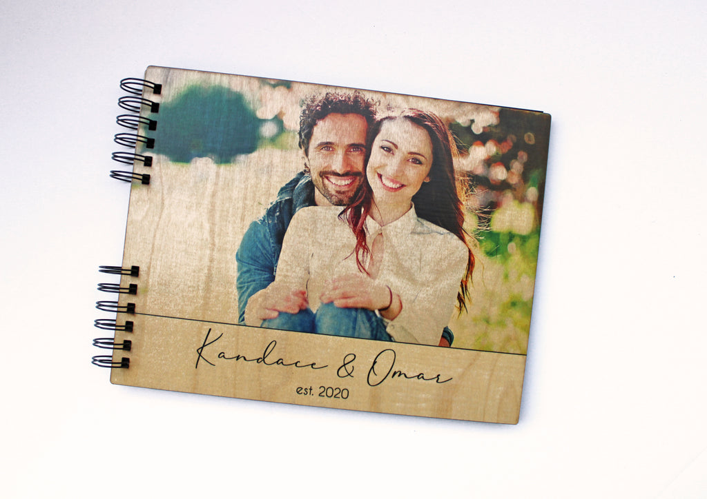 Photo Album or Guest Book - Personalized Photo Cover Print, Names, Date - Cades and Birch 