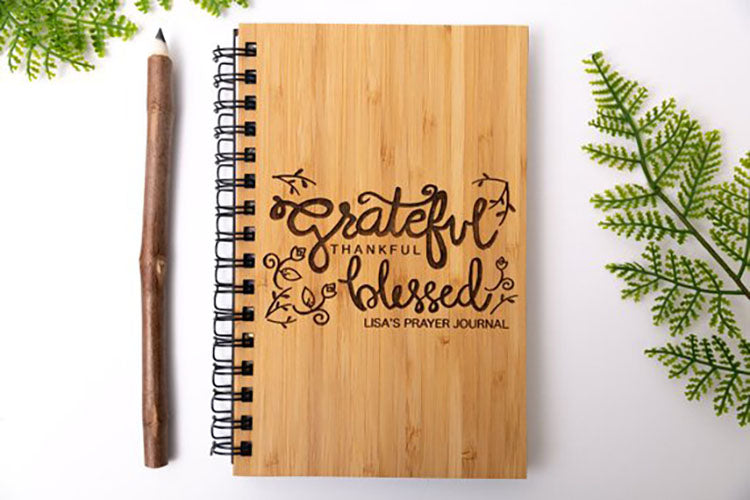 Grateful Thankful Blessed Wood Journal - Cades and Birch 