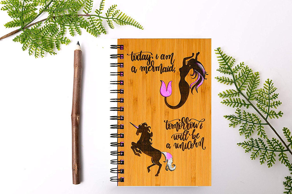 Mermaid & Unicorn Personalized Wood Journal - Cades and Birch 