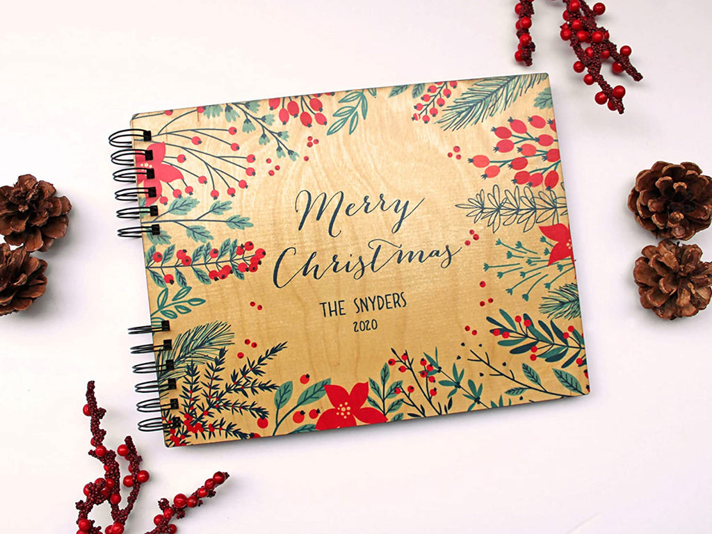Photo Album or Guest Book - Merry Christmas Personalized Holiday Card Keeper - Cades and Birch 