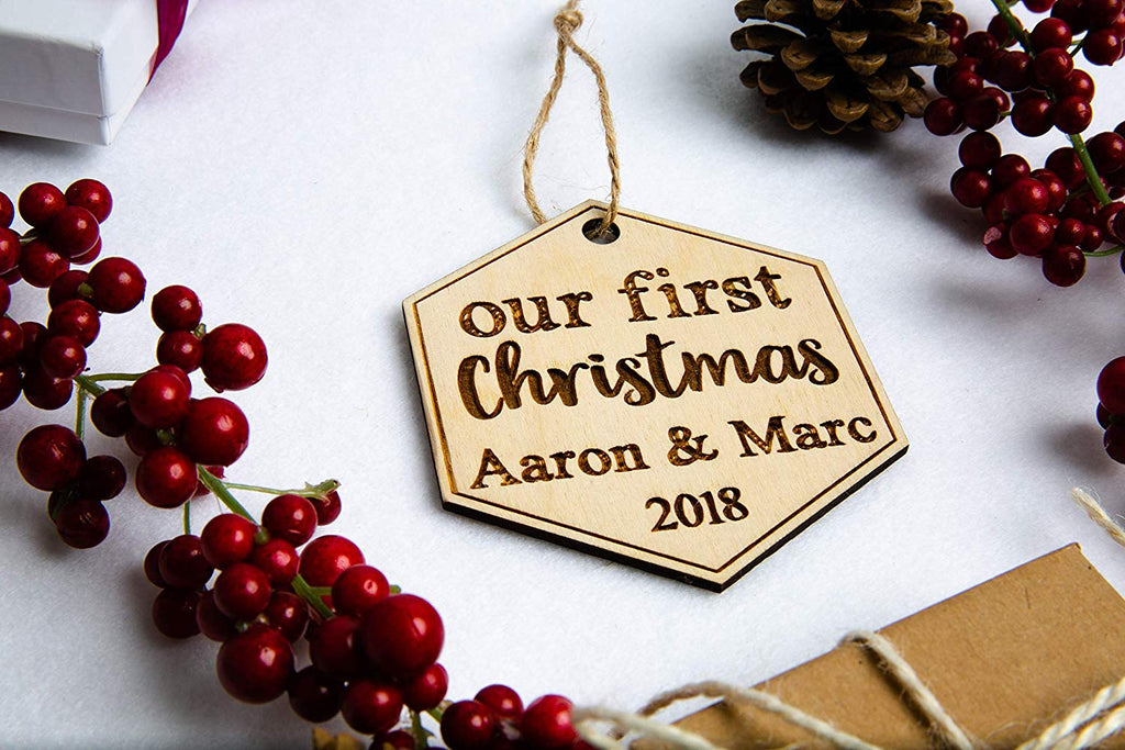 Our First Christmas Ornament - Cursive Script Font, Personalized - Cades and Birch 