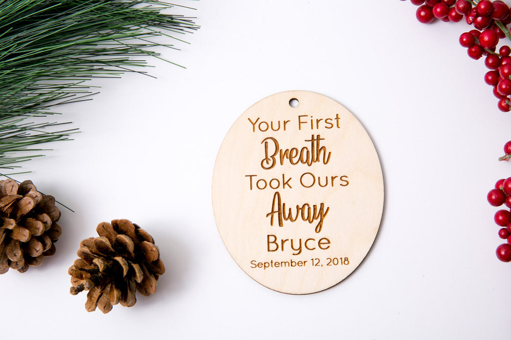 Your First Breath - Personalized Newborn Christmas Ornament with Photo - Cades and Birch 