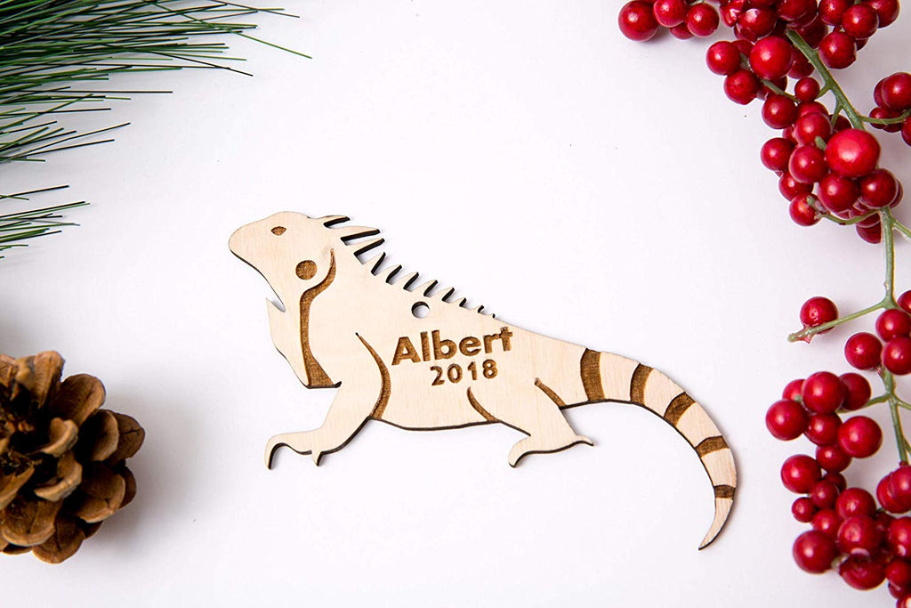Iguana Christmas Ornament - Personalized with Name and Date - Cades and Birch 