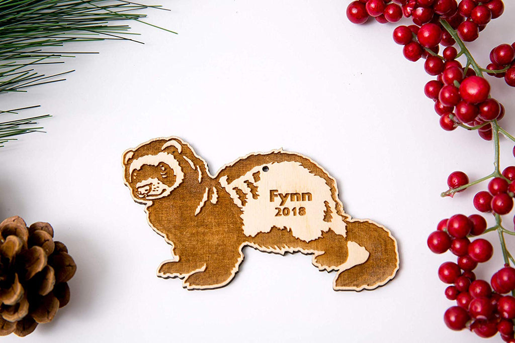Ferret Christmas Ornament - Personalized with Name and Year - Cades and Birch 
