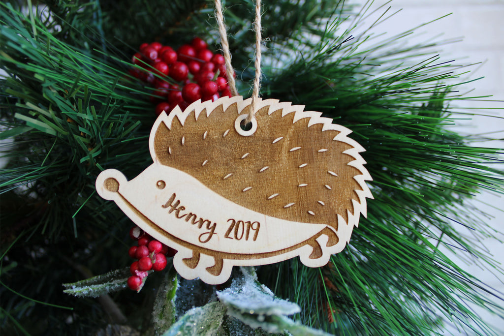 Hedgehog Christmas Ornament - Personalized with Name and Year - Cades and Birch 