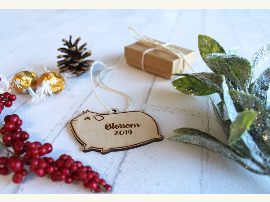Guinea Pig Christmas Ornament - Personalized Name Year - Cades and Birch 