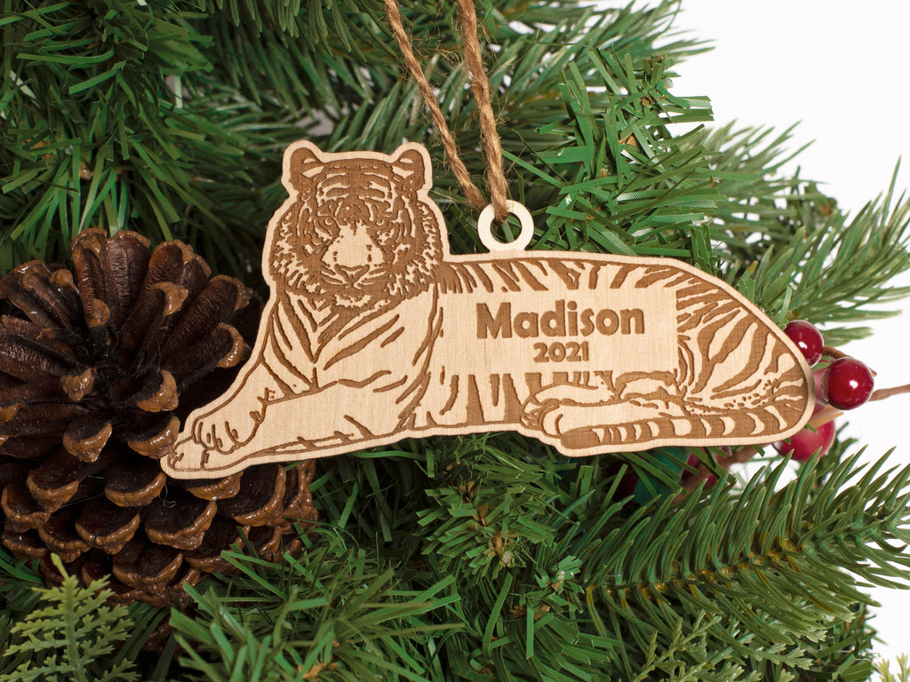 Tiger Christmas Ornament Personalized Name Year - Cades and Birch 