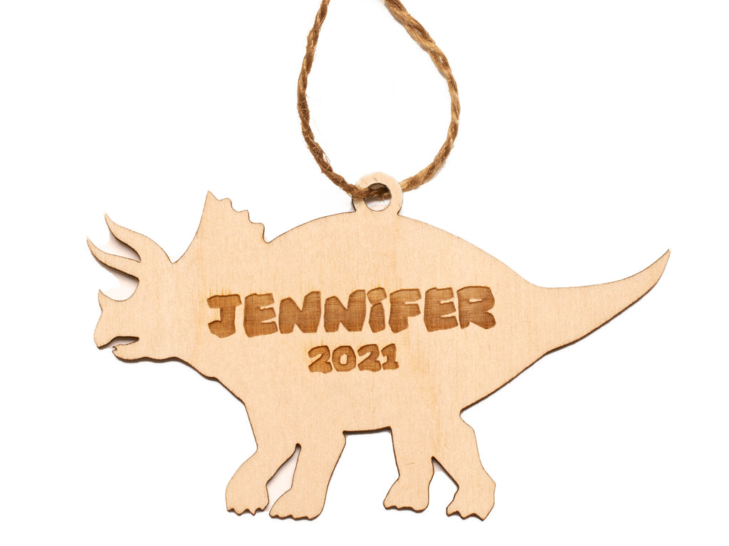 Triceratops Dinosaur Christmas Ornament Personalized Name Year - Cades and Birch 