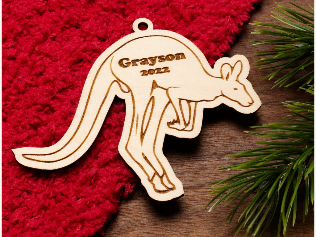 Kangaroo Christmas Ornament, Personalized