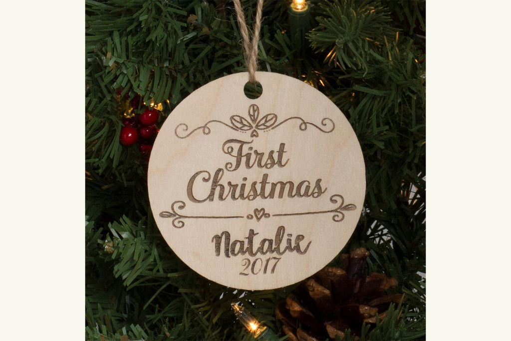 Baby's First Christmas Personalized Ornament Engraved Wood - Cades and Birch 