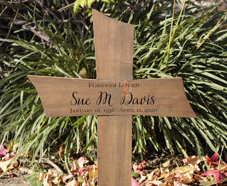 Memorial Cross Personalized for Your Loved One - Photo Option - Modern Style - Cades and Birch 