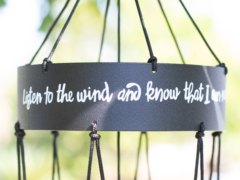 Memorial Wind Chimes | Personalized Pet Name and Photo | Black Metal - Cades and Birch 