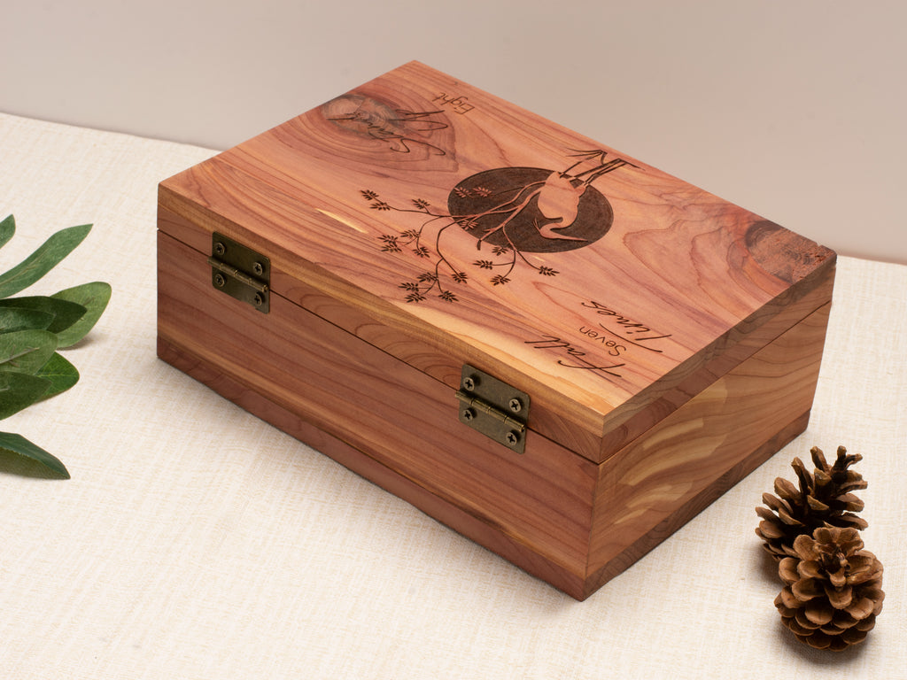 Handmade Keepsake Wood Memory Box | Personalized Text or Name on Front | Fall Seven Times, Stand Up Eight