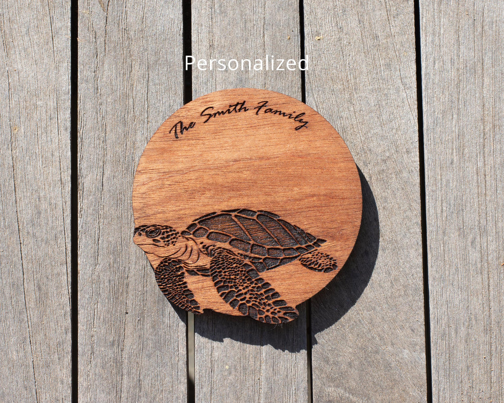 Humpback Whale Hardwood Coasters, Engraved Wood, Set of 4