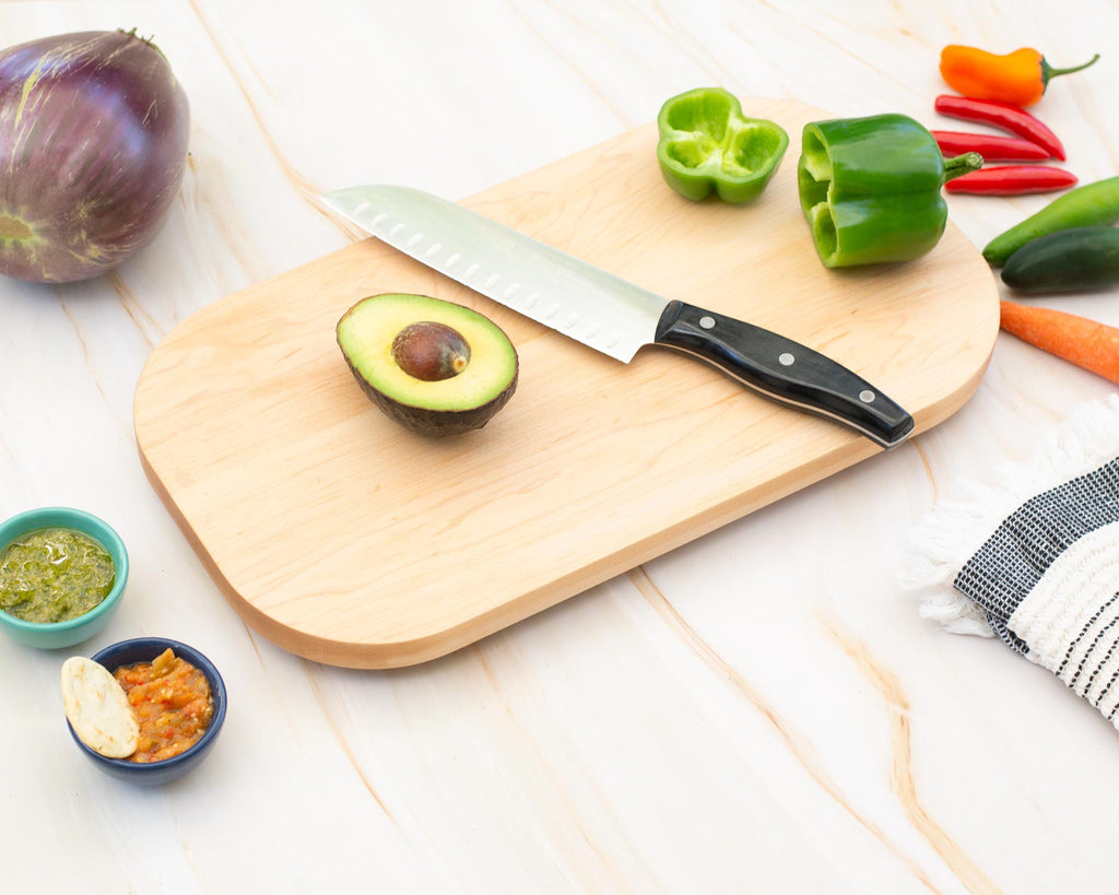 Bread Crumb Catcher, Charcuterie Board, Cutting Board | 3 in 1 Custom Rectangular Hardwood Board with Knife | Walnut and Maple Wood