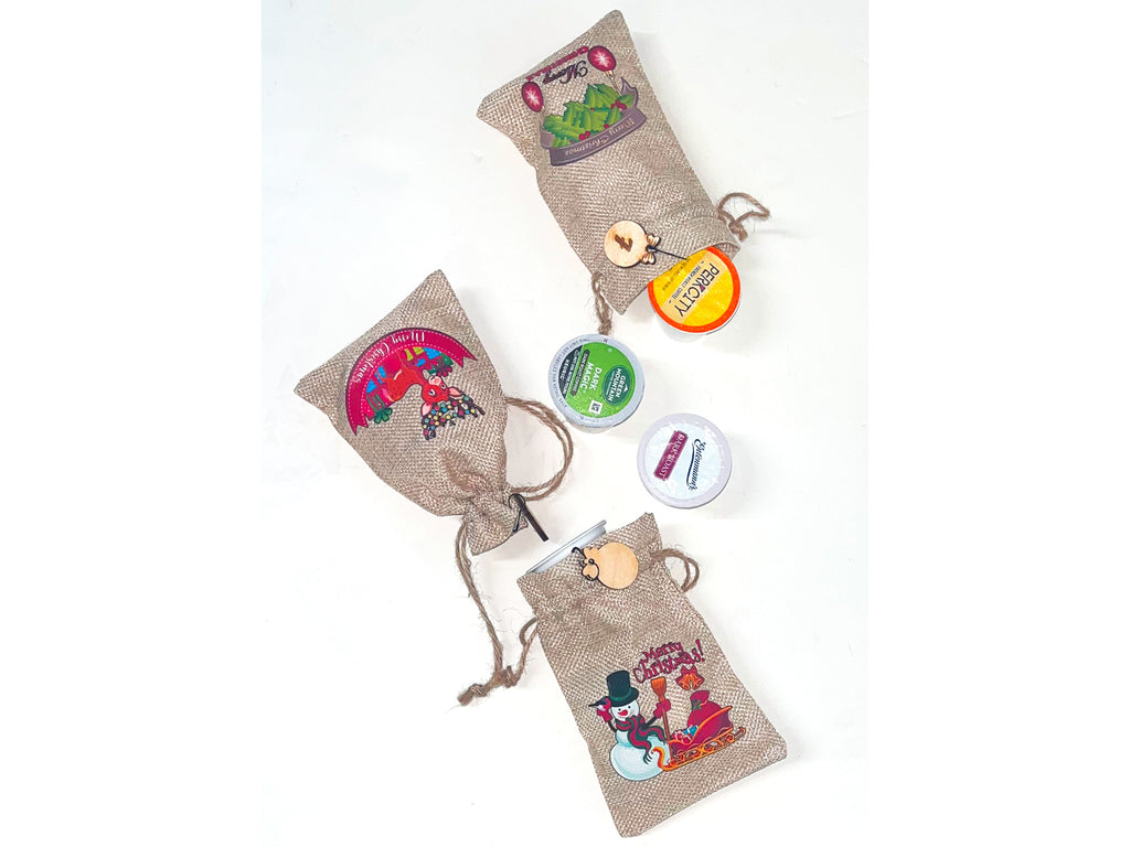 Personalized Coffee Advent Calendar – 24 Burlap Bags in Engraved Box – Christmas Countdown - Reusable every year!