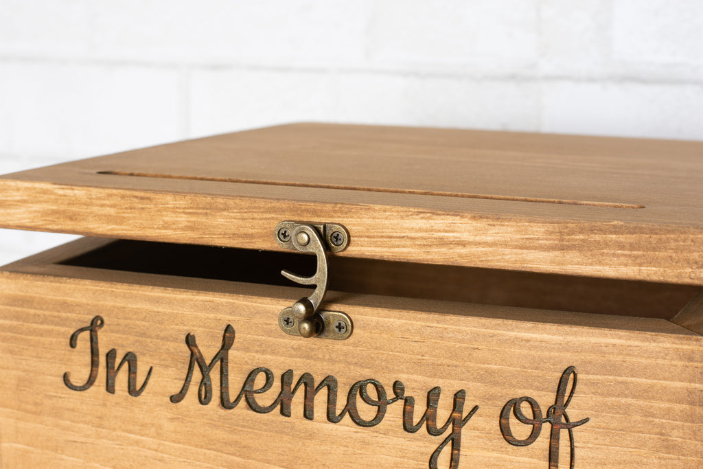 Memorial Card Box, Personalized Wood with Picture Frame Front