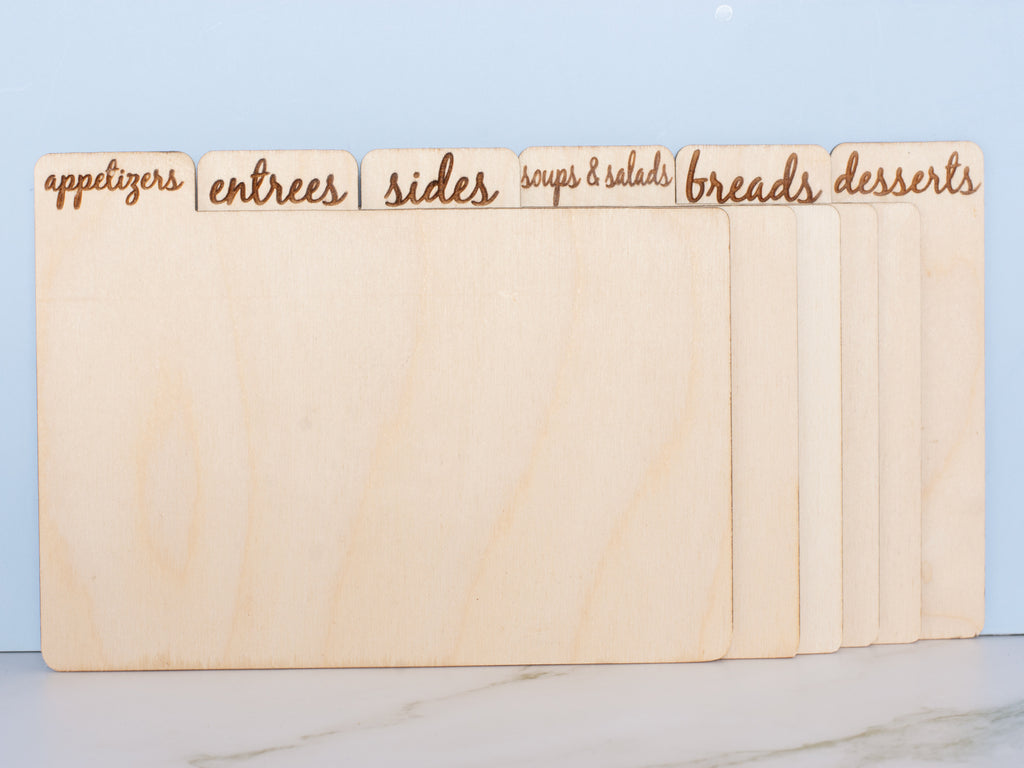 Wood Recipe Box - Engraved - With 5x7 Recipe Tab Inserts