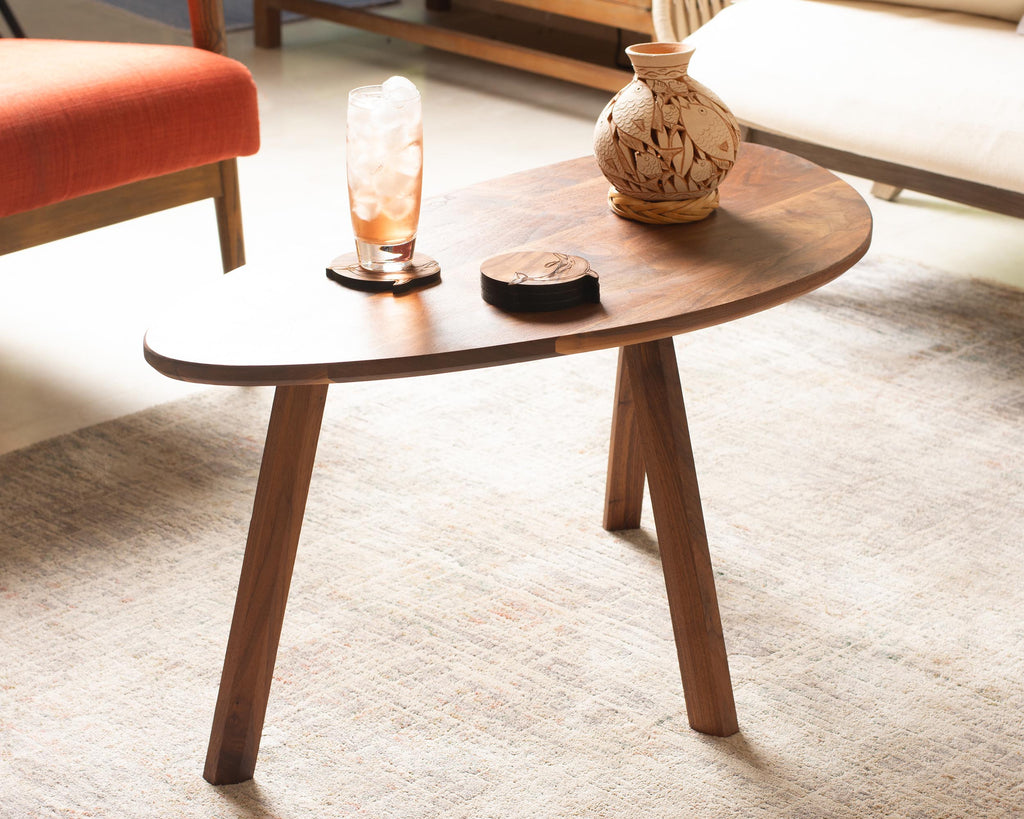 Mid-Century Coffee Table | Unique Free Form Hardwood Table | Artisan Handmade End Table