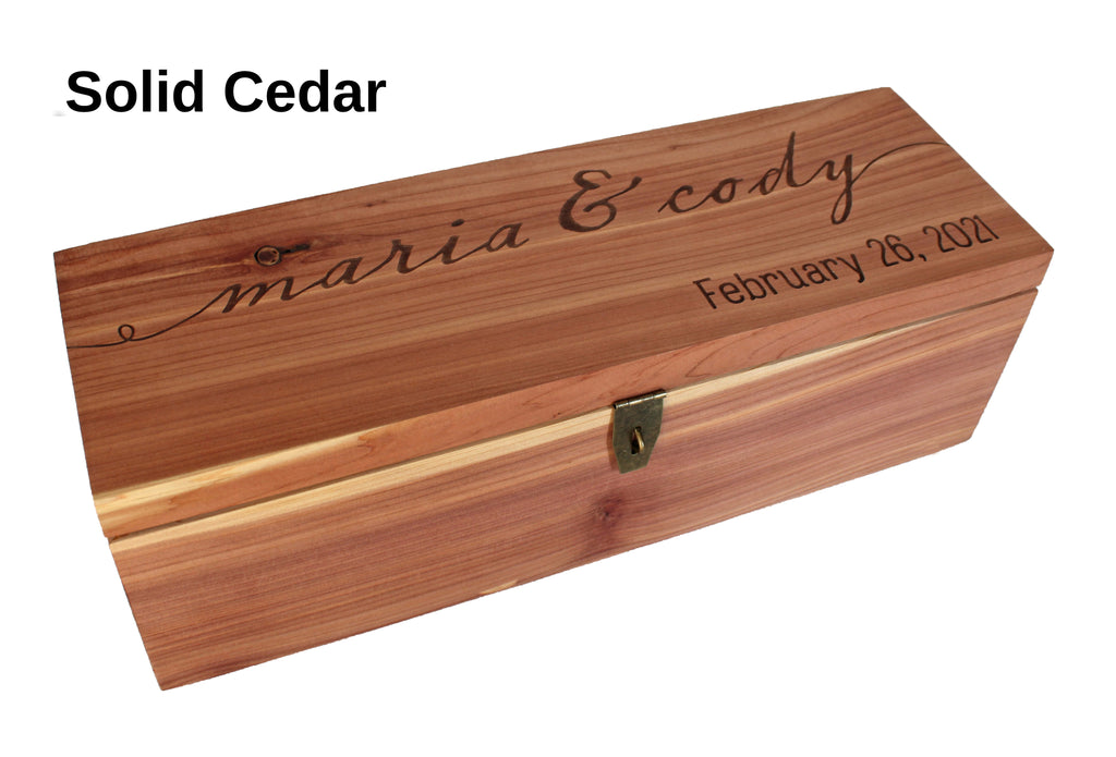 Engraved Wine Box - First Names and Vintage, Custom Text - Cades and Birch 
