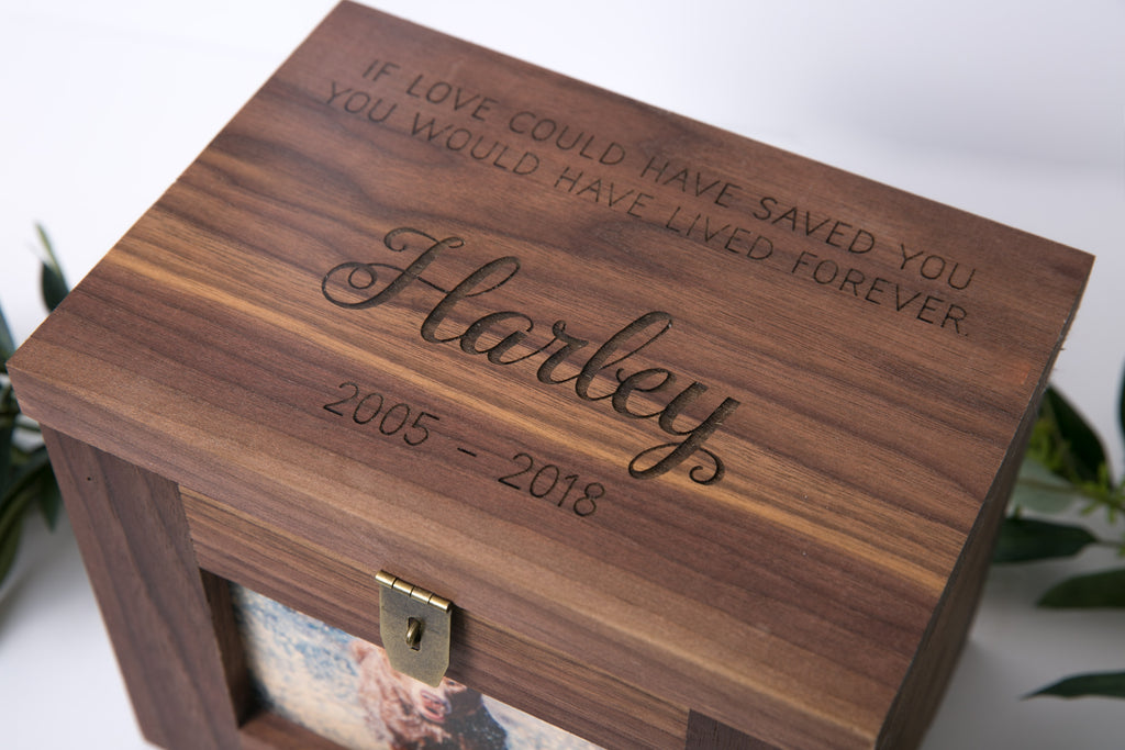 Premium Wood Personalized Pet Memory Box/Urn with Name and Quote or Poem - Cades and Birch 