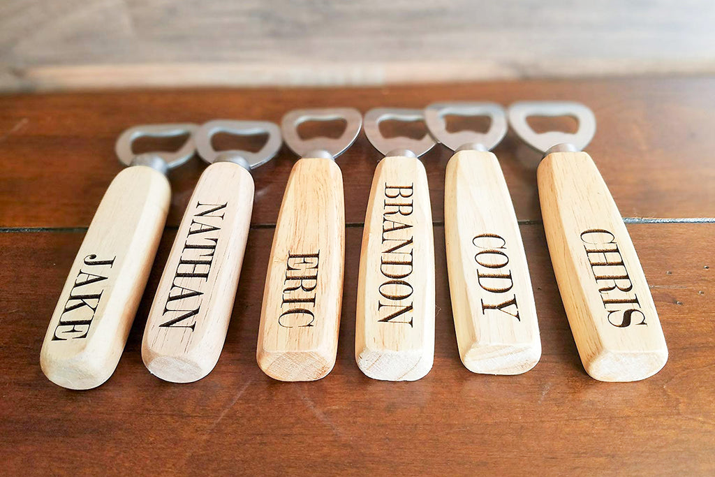 Engraved Wood Beer Bottle Opener Hand Held, Personalized - Cades and Birch 