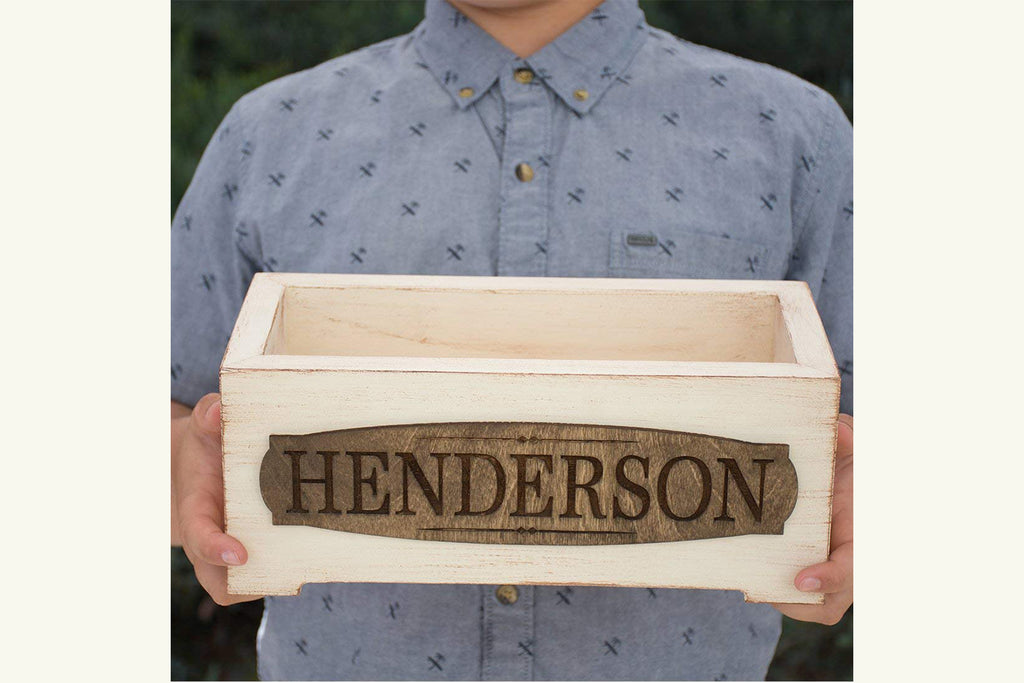 Vintage Style Personalized Planter Box - Client Name - Cades and Birch 