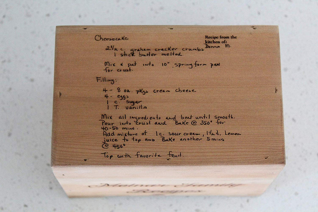 Wood Recipe Box - Engraved with Your Handwritten Recipe, Personalized - Cades and Birch 