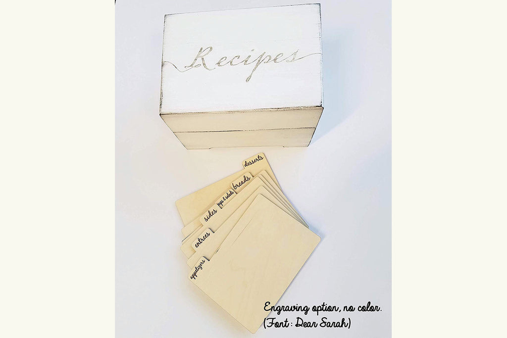 Wood Recipe Box - Vintage Style with Recipe Card Dividers, Personalized - Cades and Birch 