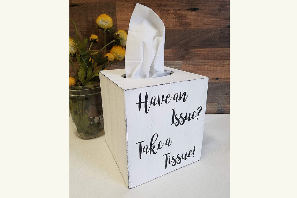 Have an Issue Take a Tissue! Wood Tissue Box Cover - Cades and Birch 