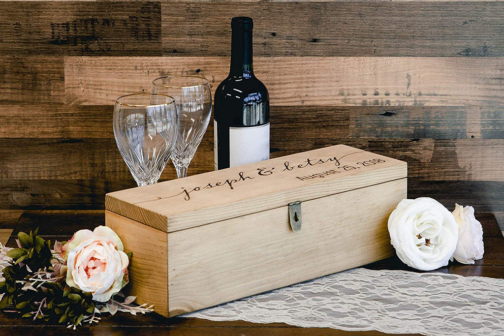 Engraved Wine Box - Personalized with Client Name and Close Date - Cades and Birch 