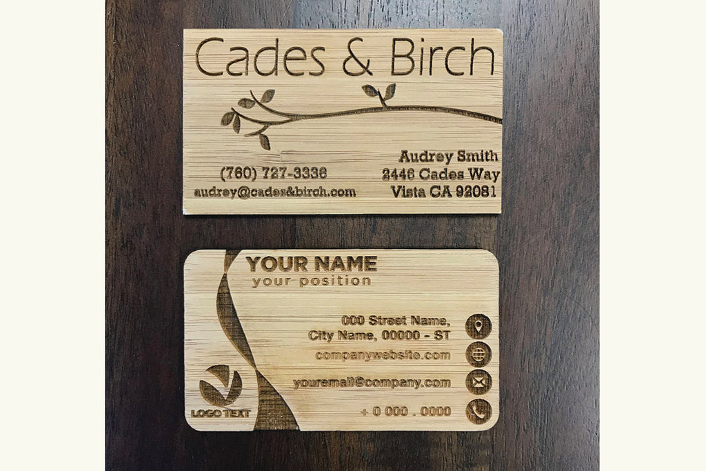 50 Wood Business Cards - Cades and Birch 