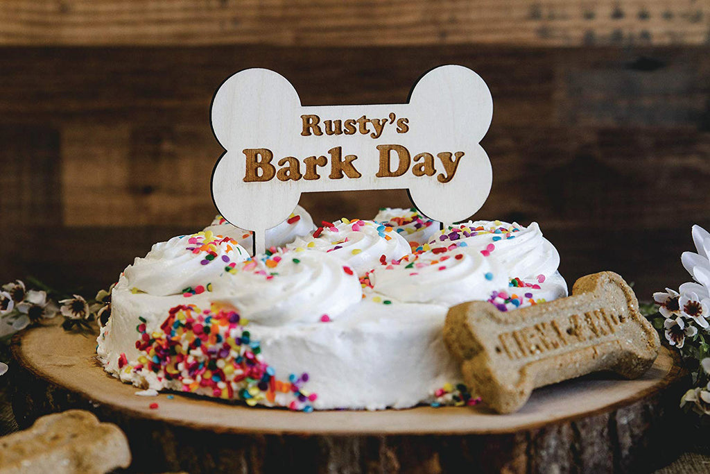 Dog Birthday Wood Cupcake Topper - Personalized Bark Day Done with Name - Cades and Birch 