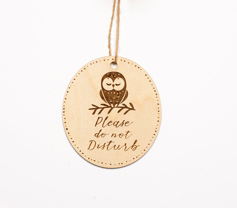 Please Do Not Disturb Owl Door Hanger Sign - Laser Cut Wood Engraved - Cades and Birch 