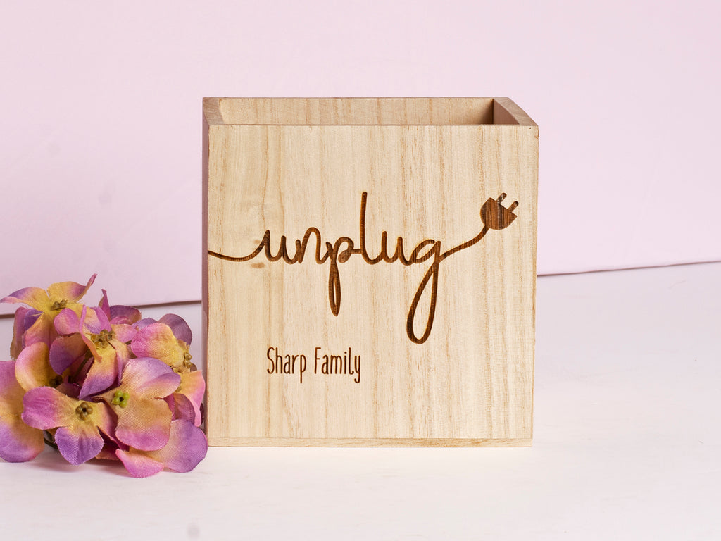 Unplug Phone Box Crate, Personalized - Cades and Birch 