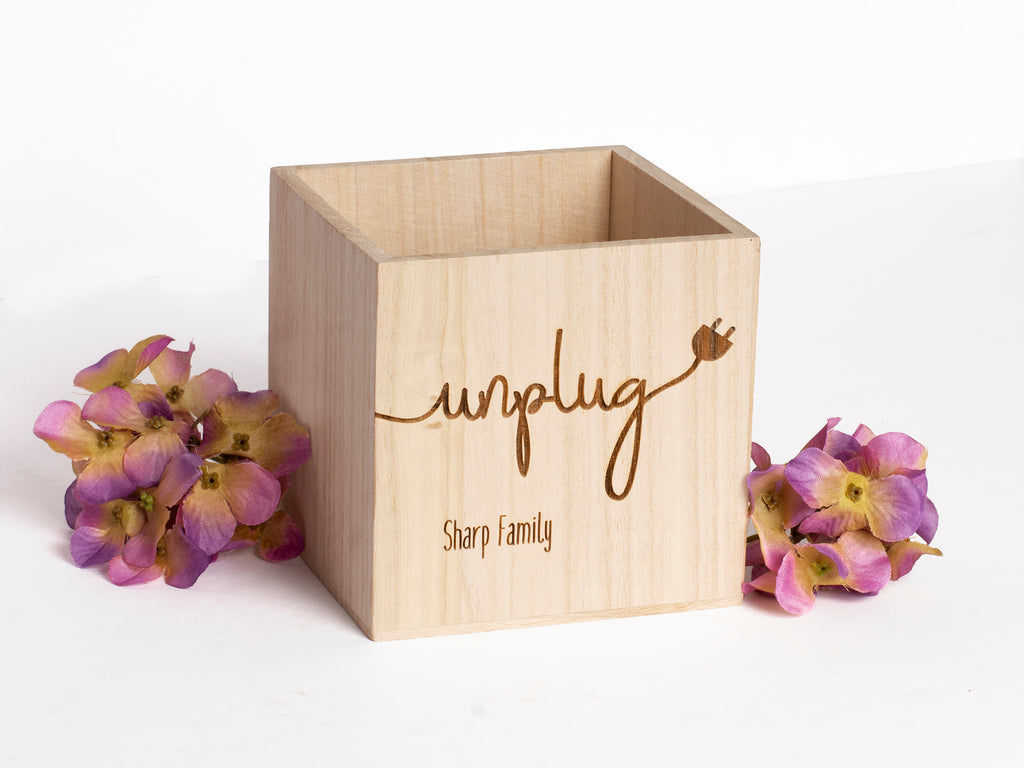 Unplug Phone Box Crate, Personalized - Cades and Birch 