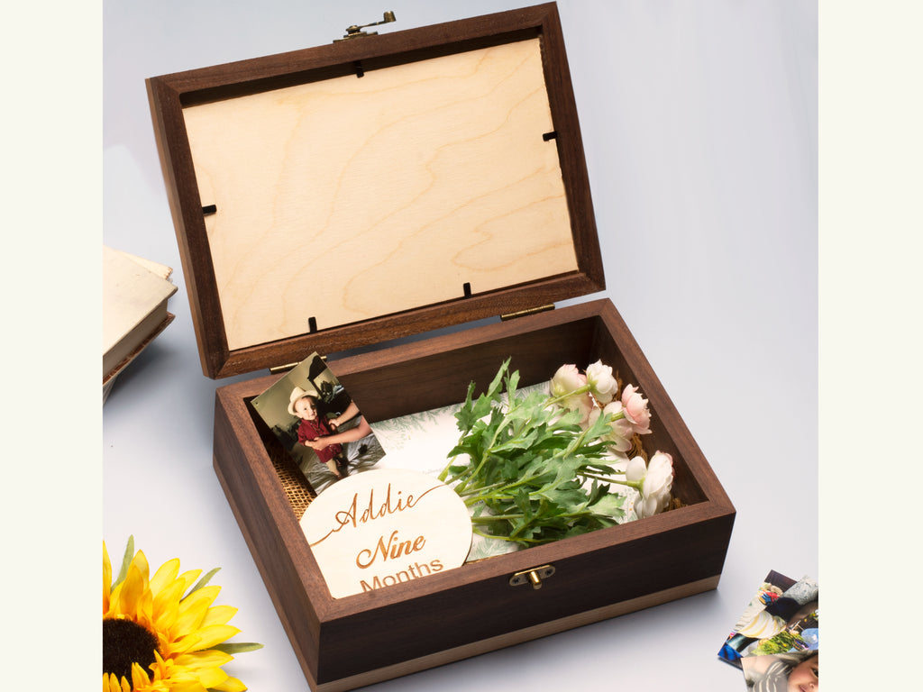 Forever A Family Handmade Keepsake Wood Memory Box | Engraved Text | Your Photo Print on Wood - Cades and Birch 